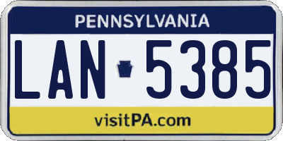 PA license plate LAN5385