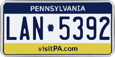 PA license plate LAN5392