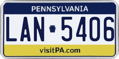PA license plate LAN5406