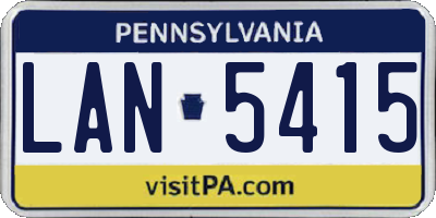PA license plate LAN5415