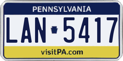 PA license plate LAN5417