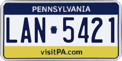 PA license plate LAN5421
