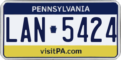 PA license plate LAN5424