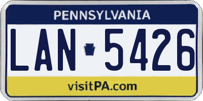 PA license plate LAN5426