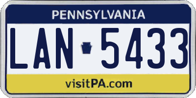 PA license plate LAN5433