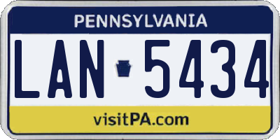 PA license plate LAN5434