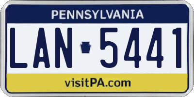 PA license plate LAN5441