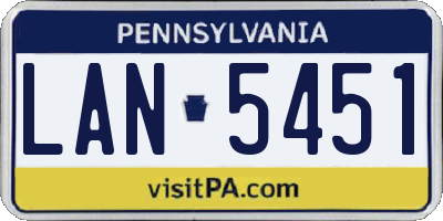 PA license plate LAN5451