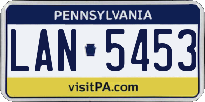 PA license plate LAN5453