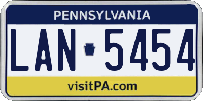 PA license plate LAN5454