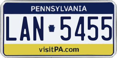 PA license plate LAN5455
