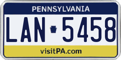 PA license plate LAN5458