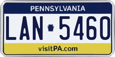 PA license plate LAN5460