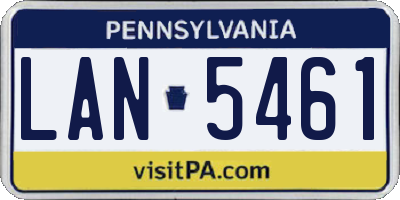 PA license plate LAN5461