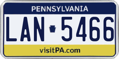 PA license plate LAN5466
