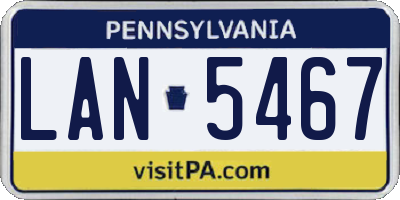 PA license plate LAN5467