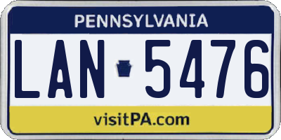 PA license plate LAN5476