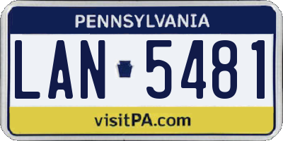 PA license plate LAN5481