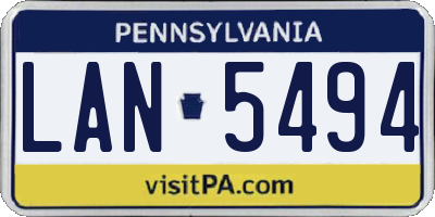 PA license plate LAN5494