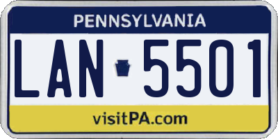 PA license plate LAN5501