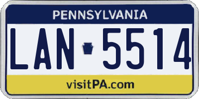 PA license plate LAN5514