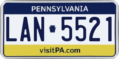 PA license plate LAN5521