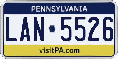 PA license plate LAN5526
