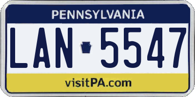 PA license plate LAN5547