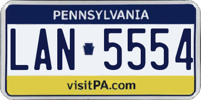 PA license plate LAN5554