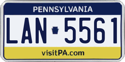 PA license plate LAN5561
