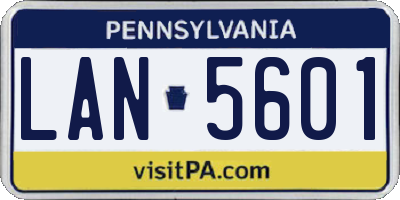 PA license plate LAN5601