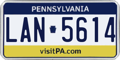 PA license plate LAN5614