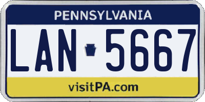 PA license plate LAN5667
