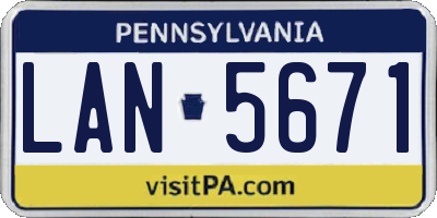 PA license plate LAN5671
