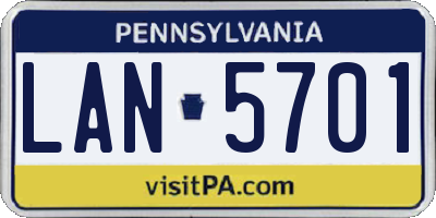 PA license plate LAN5701