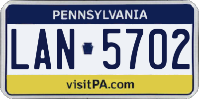 PA license plate LAN5702