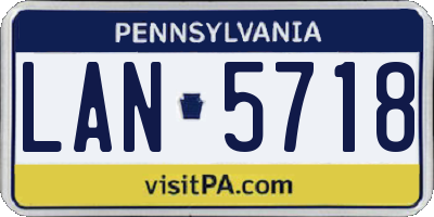 PA license plate LAN5718