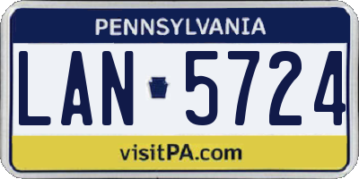 PA license plate LAN5724