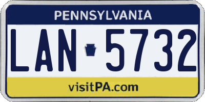 PA license plate LAN5732