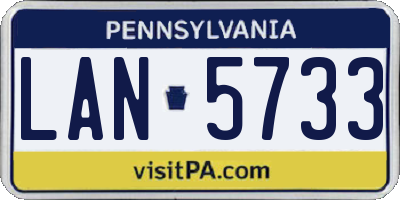 PA license plate LAN5733