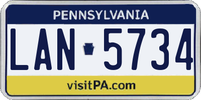 PA license plate LAN5734
