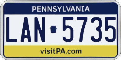 PA license plate LAN5735
