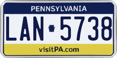 PA license plate LAN5738
