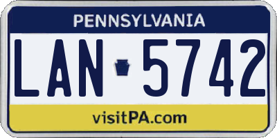 PA license plate LAN5742