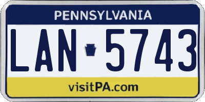 PA license plate LAN5743