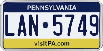 PA license plate LAN5749