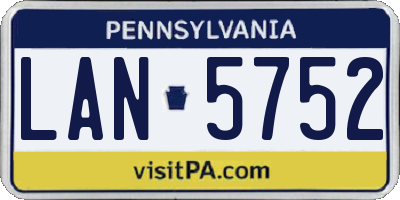 PA license plate LAN5752