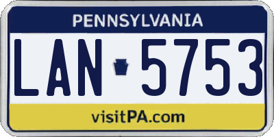 PA license plate LAN5753