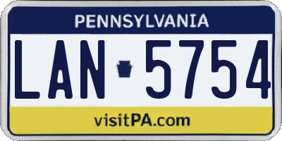 PA license plate LAN5754