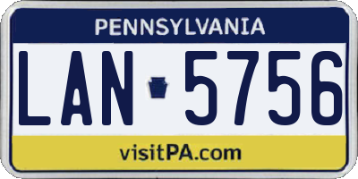 PA license plate LAN5756